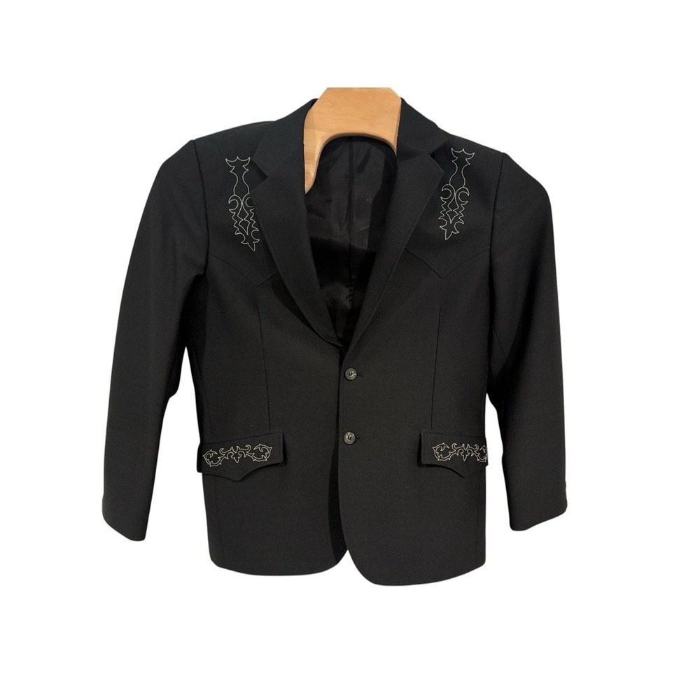 Vintage Circle S Ranch Western Blazer Jacket Black Men's 42R Two Button